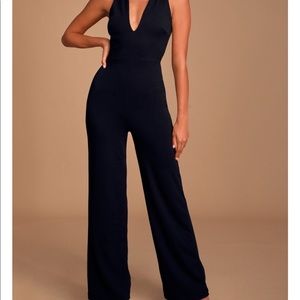 Lulus Thinking Out Loud Black Backless Jumpsuit